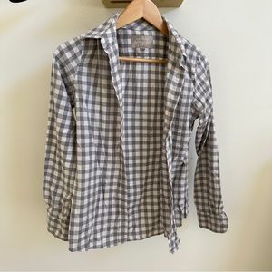 Banana Republic - white and gray plaid button up shirt